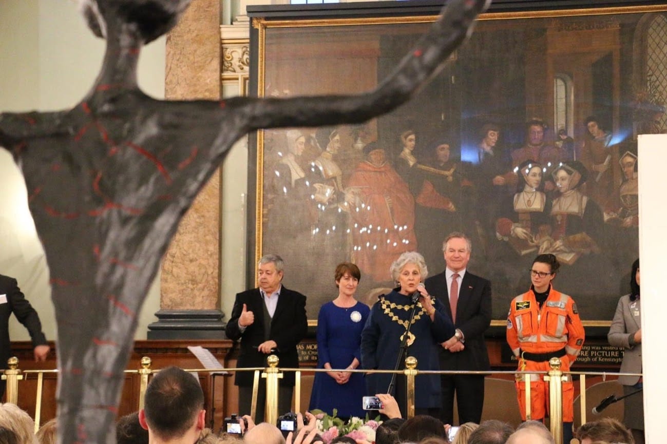 The Mayor of Kensington and Chelsea with guests on the balcony of the hall.