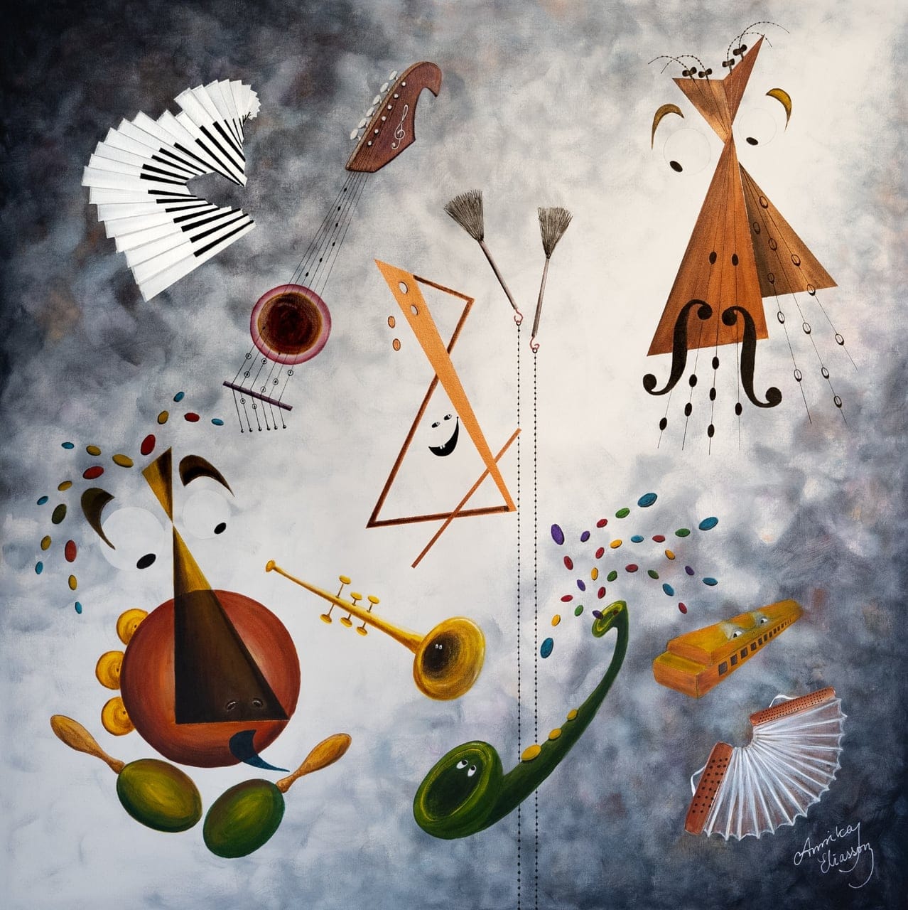 The orchestra plays for you by Annika Eliasson, Acrylic on canvas, 2023