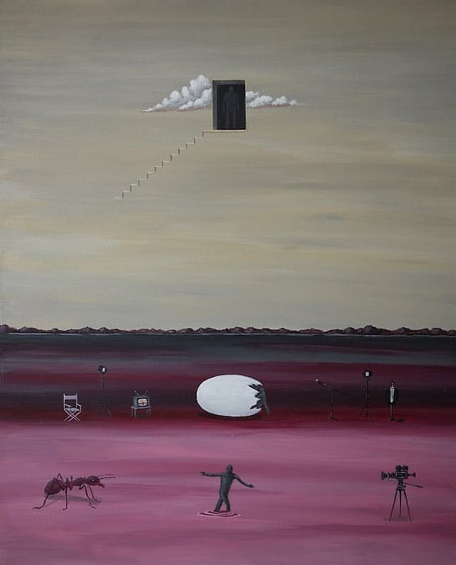 In front of all the people I met on stage by Anthony Achille, Acrylic on canvas