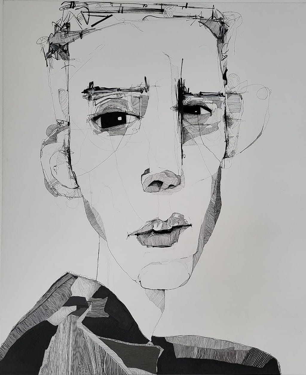 August by Bjørg Mohr, Fineliner and posca on canvas, 2024