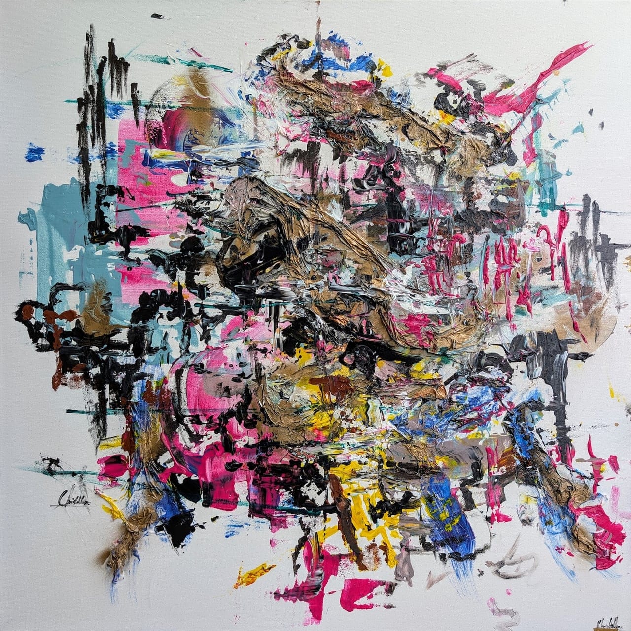 RECONSTRUCTION by Christelle Akiewa, Mixed media on canvas, 2025