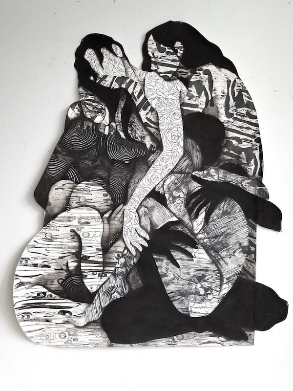 The Subconscious by Chrysanthe Maggidis, Mixed Media on Paper (charcoal and wood print)