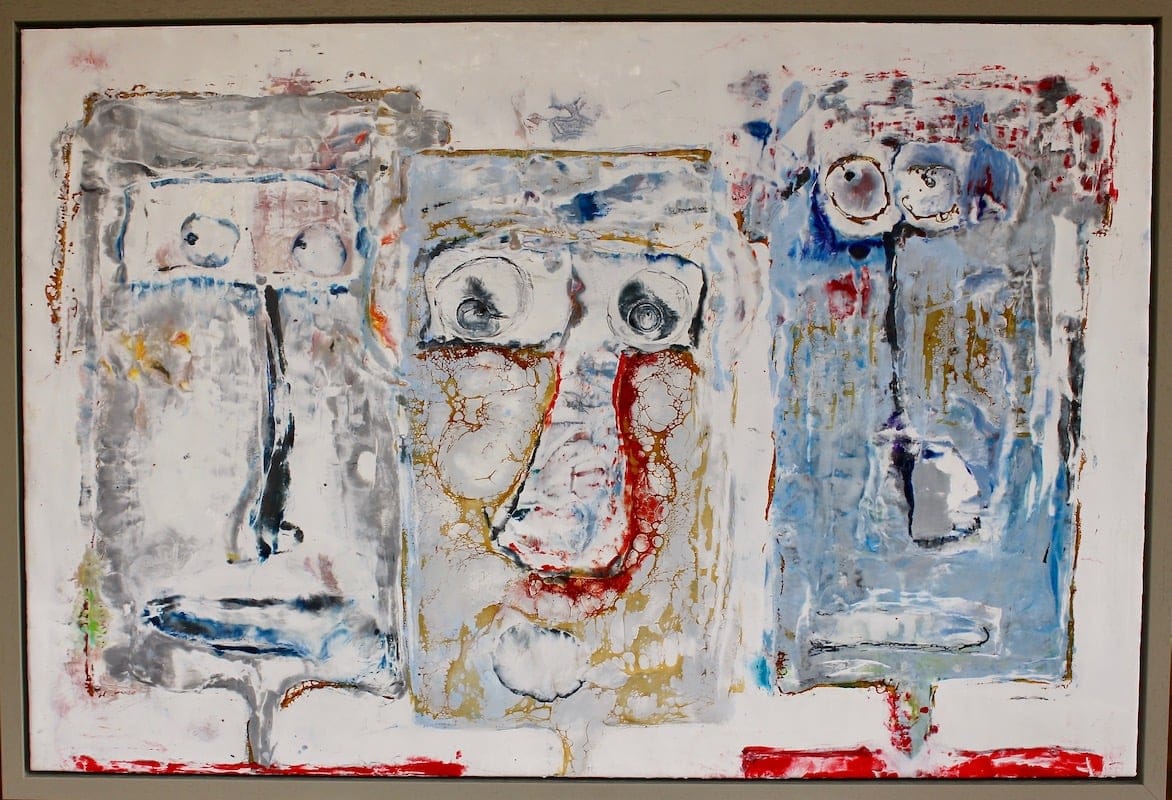 GAME DAY by Claire Layman, Encaustic, ink and shellac on board