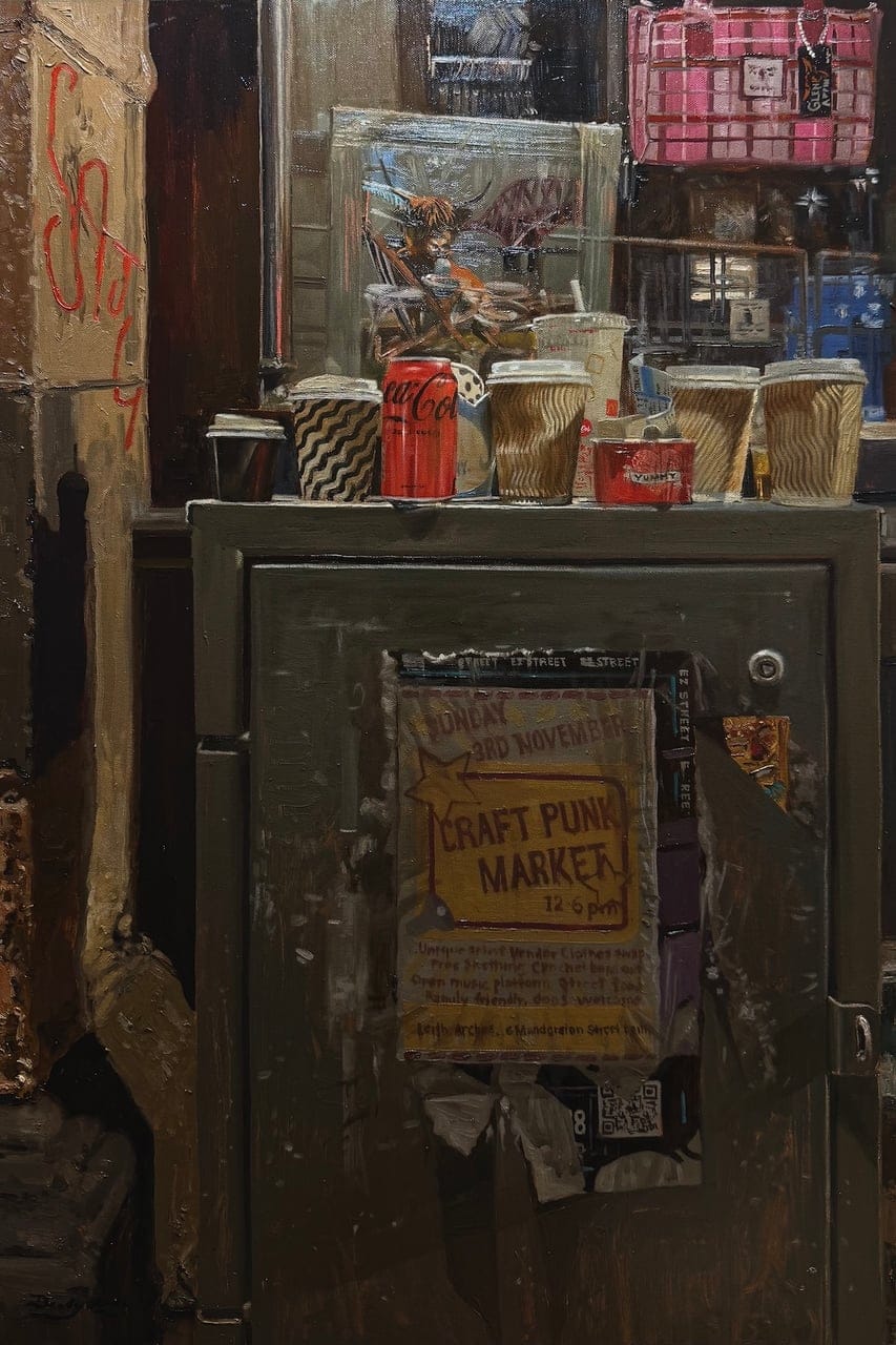 Tins and Cups by Darby Vincent Alcoseba, Oil on canvas, 2025