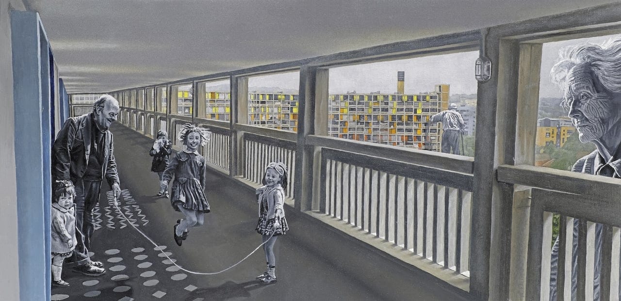 Ghosts of old Park Hill by David Marsh, Oil on canvas board, 2024