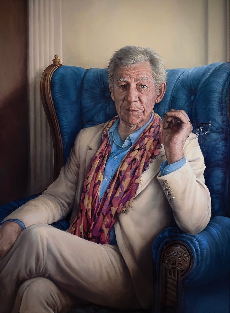 Portrait of Sir Ian McKellen by Dorian Radu, Oil on canvas, 2024