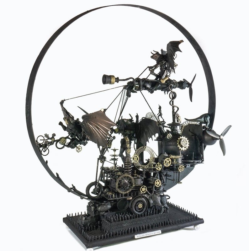 WINGED MINOTAUR ONE by Dr.Andrew Stevens, Mixed media sculpture