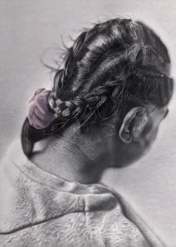 The girl with the pink Hairband by Dullal Miah, Pencil on paper