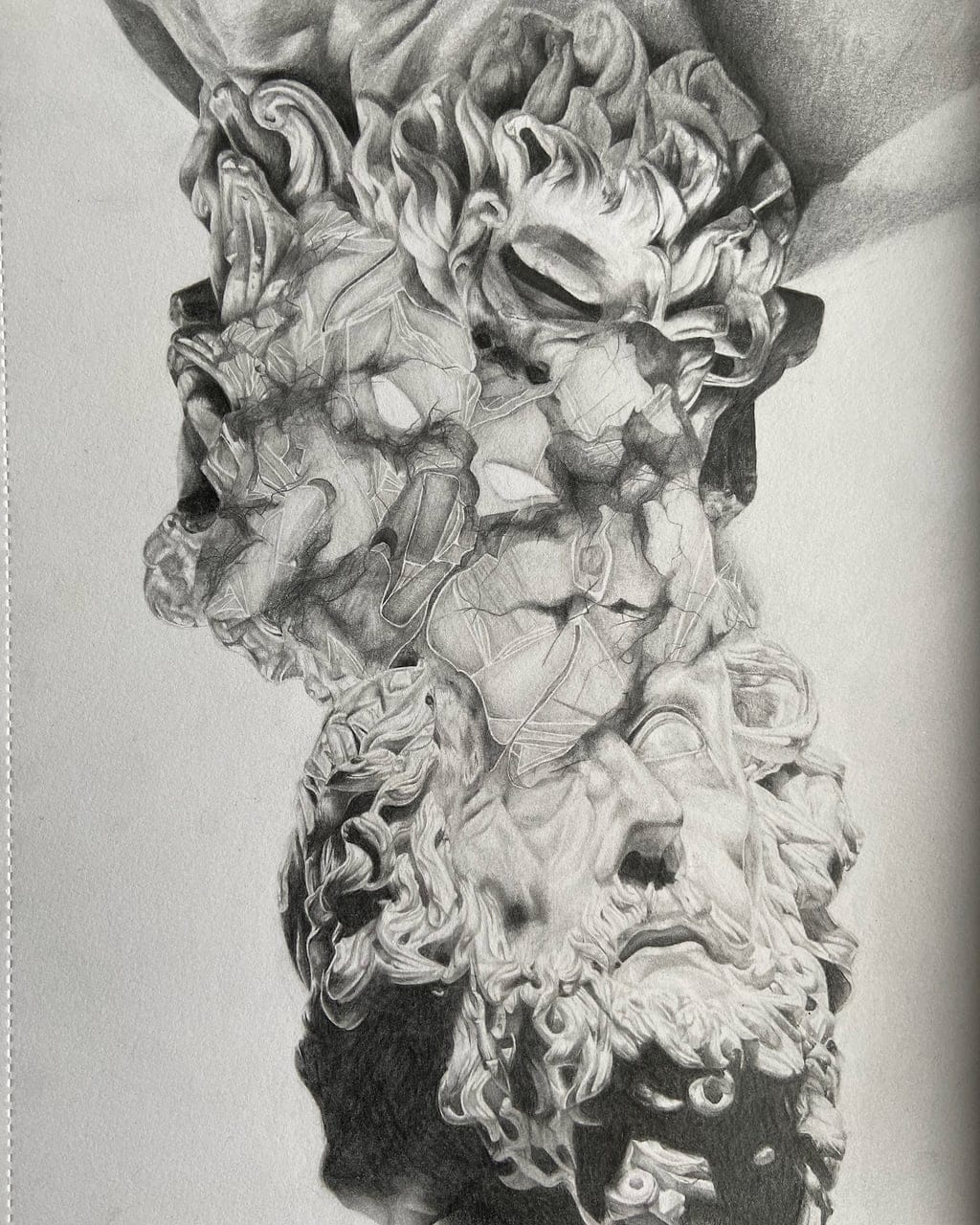 “…I’m Falling into the Sky…” by Evie Gazet, Pencil on Paper, 2024