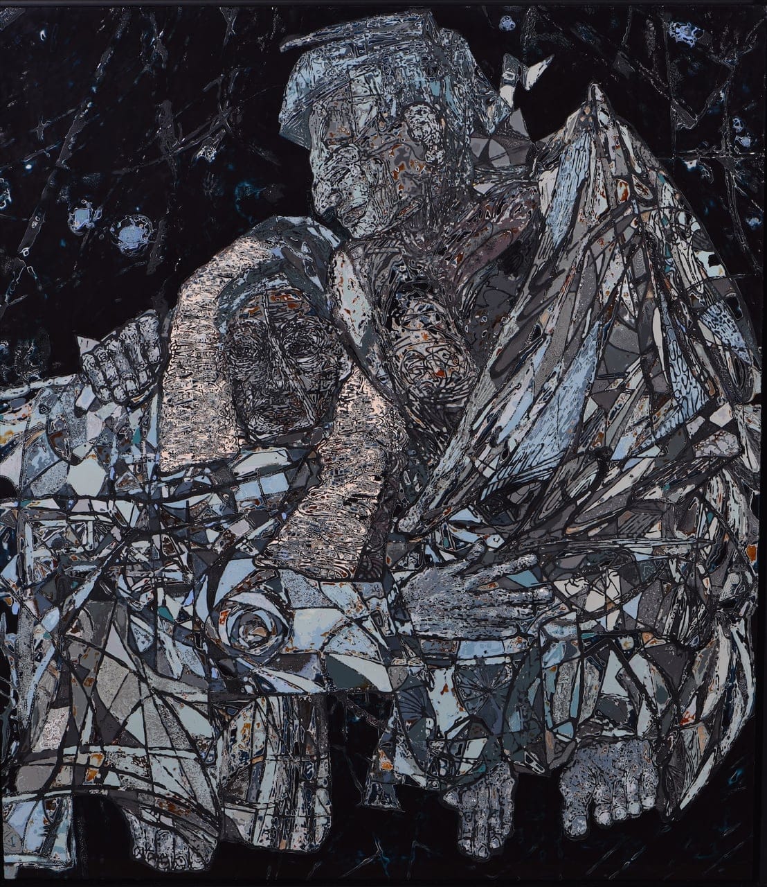 《此生多欢慰》——Life Full of Joy and Comfort by Feng Jinxing, Lacquer, tile ash, wood panel, 2022