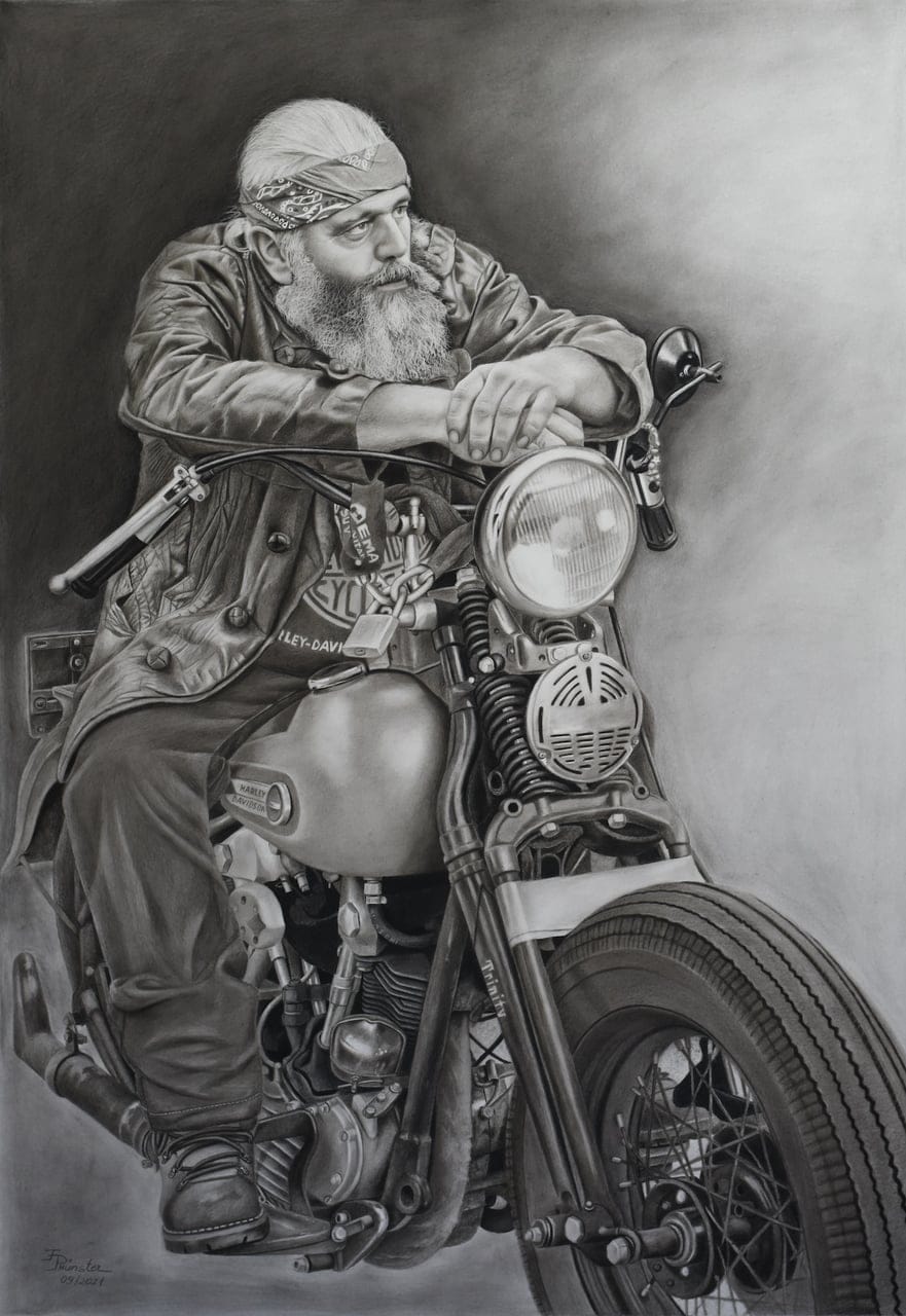 I live my dream by Florian Prünster, Carbone and Pierre Noire on cardboard, 2021