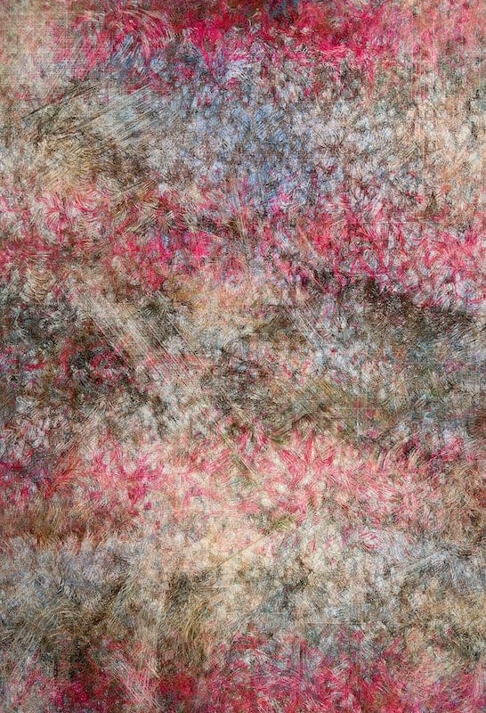 Under the Sakuras by Florian Zumbrunn, Generative art printed on Canson Aquarelle 310g, colored pastel pencil and oil pastel