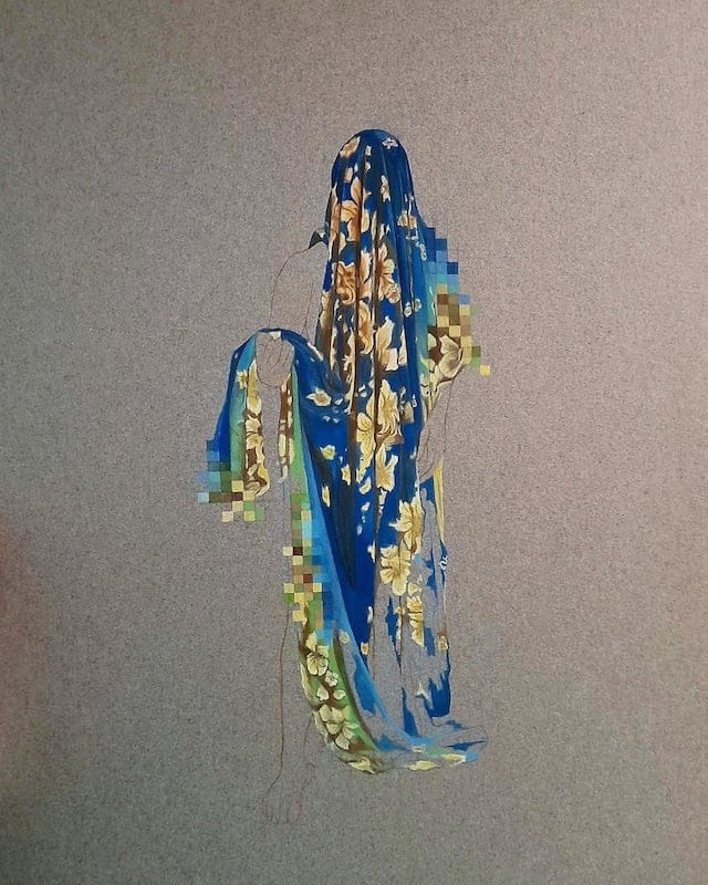 Concealing miseries while revealing hope by Hijab Zainab, Gouache on Wasli paper