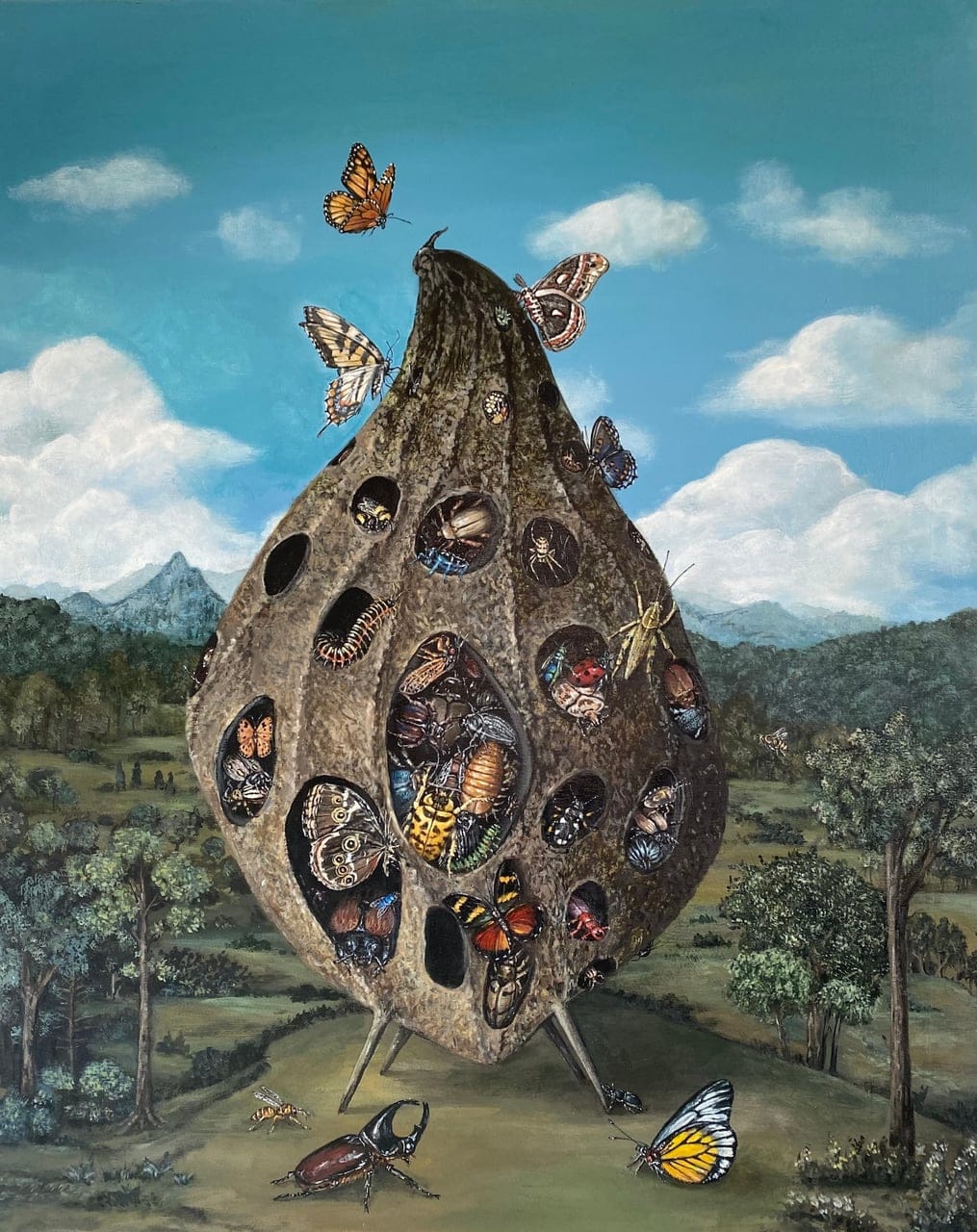 Cocoon by Hisham Echafaki, Acrylic on canvas, 2025