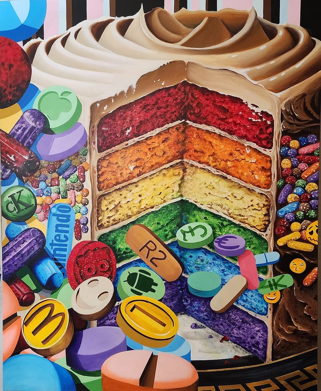 The Cake Shop by Julio César Cienfuegos, Acrylic on canvas, 2025