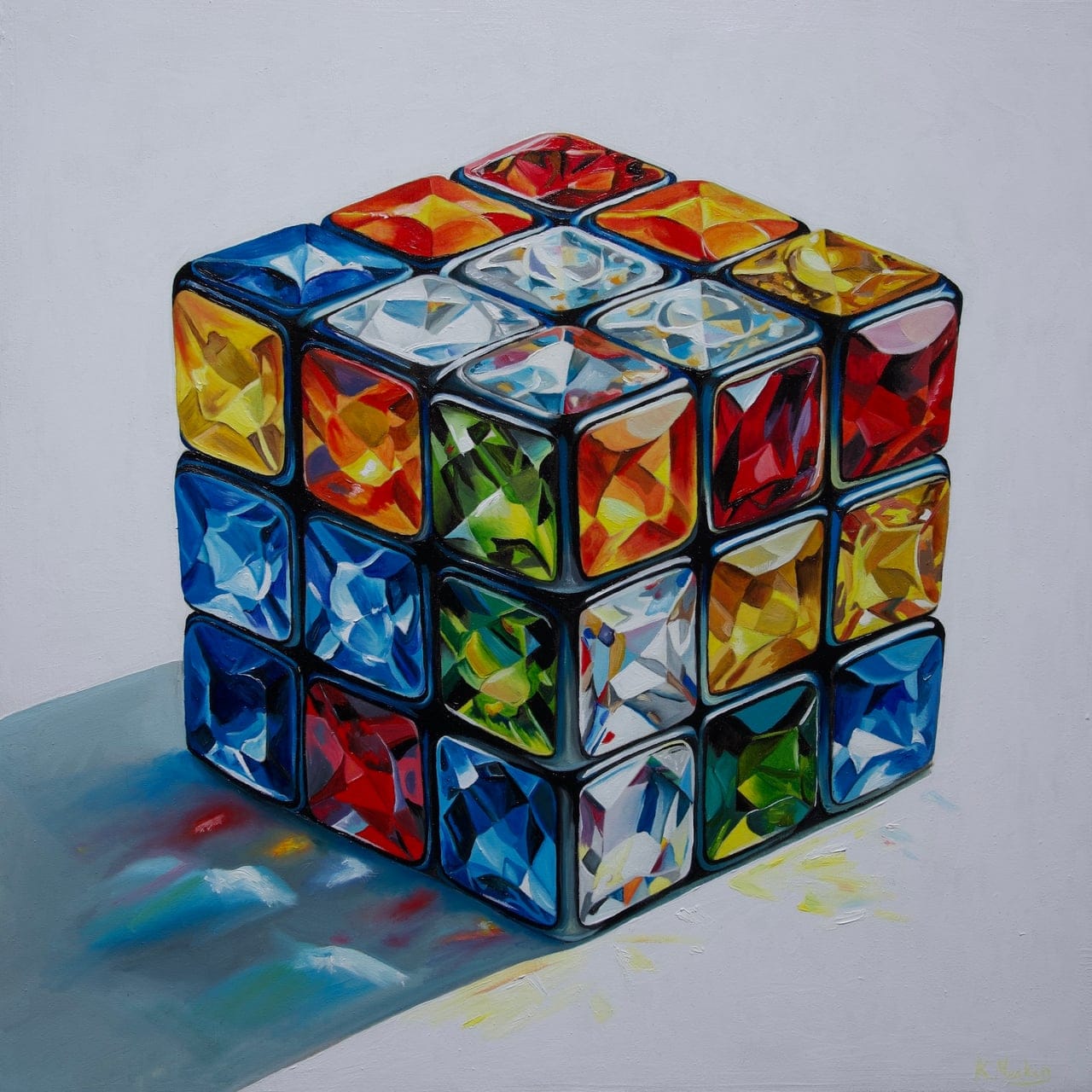Kasey’s Cube by Kasey Paige Meakin, Oil on board, 2024