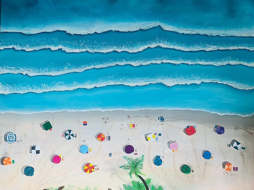 Siesta at the Beach by Katie Victoria Gillespie, Mixed media on canvas
