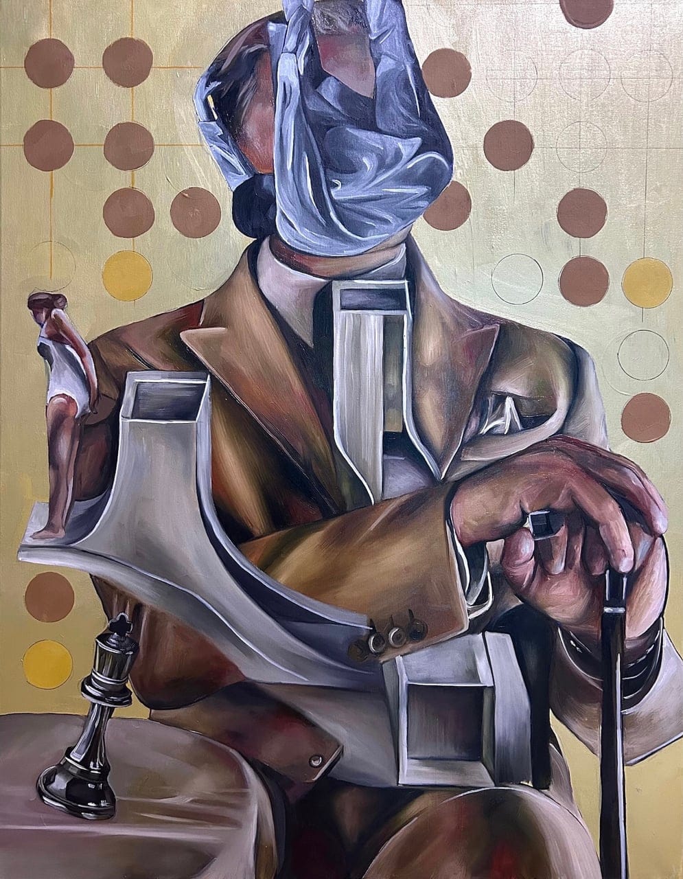Pawn of Power by Laura Sophie Saß, Oil and acrylic on canvas, 2025