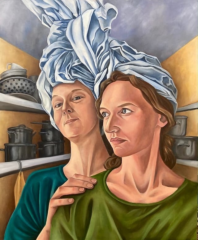 Two sisters by Lilian Niese, Oil on board