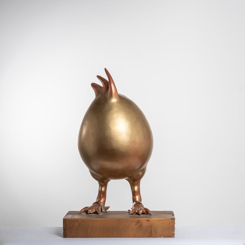 Golden Chick by Maayan Bachar (‘Chat Des Rues’), Mixed media sculpture