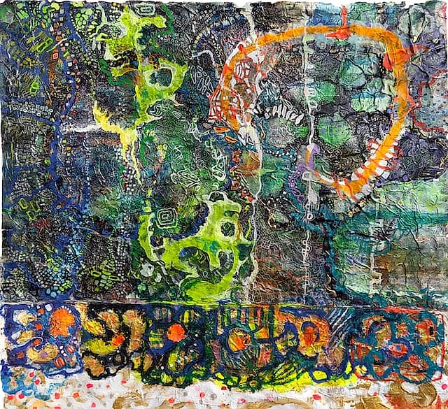 NOCTURNE by Manuela Pederzolli, MIXED MEDIA ON RICE PAPER STRETCHED ON CANVAS
