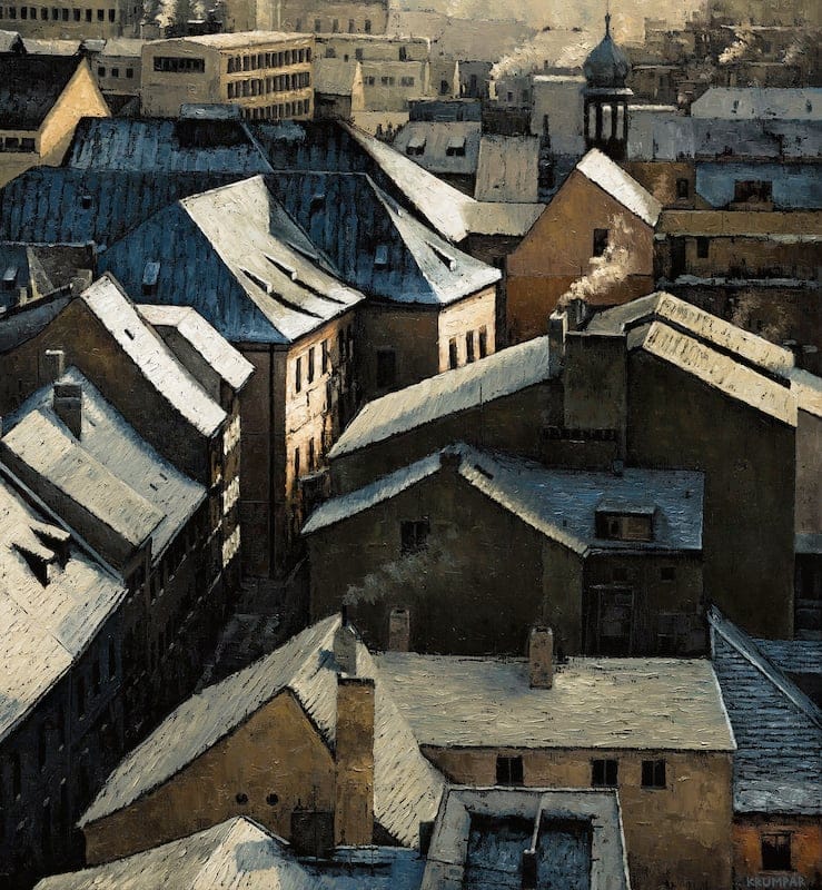 Roofs by Marek Krumpár, Oil on canvas