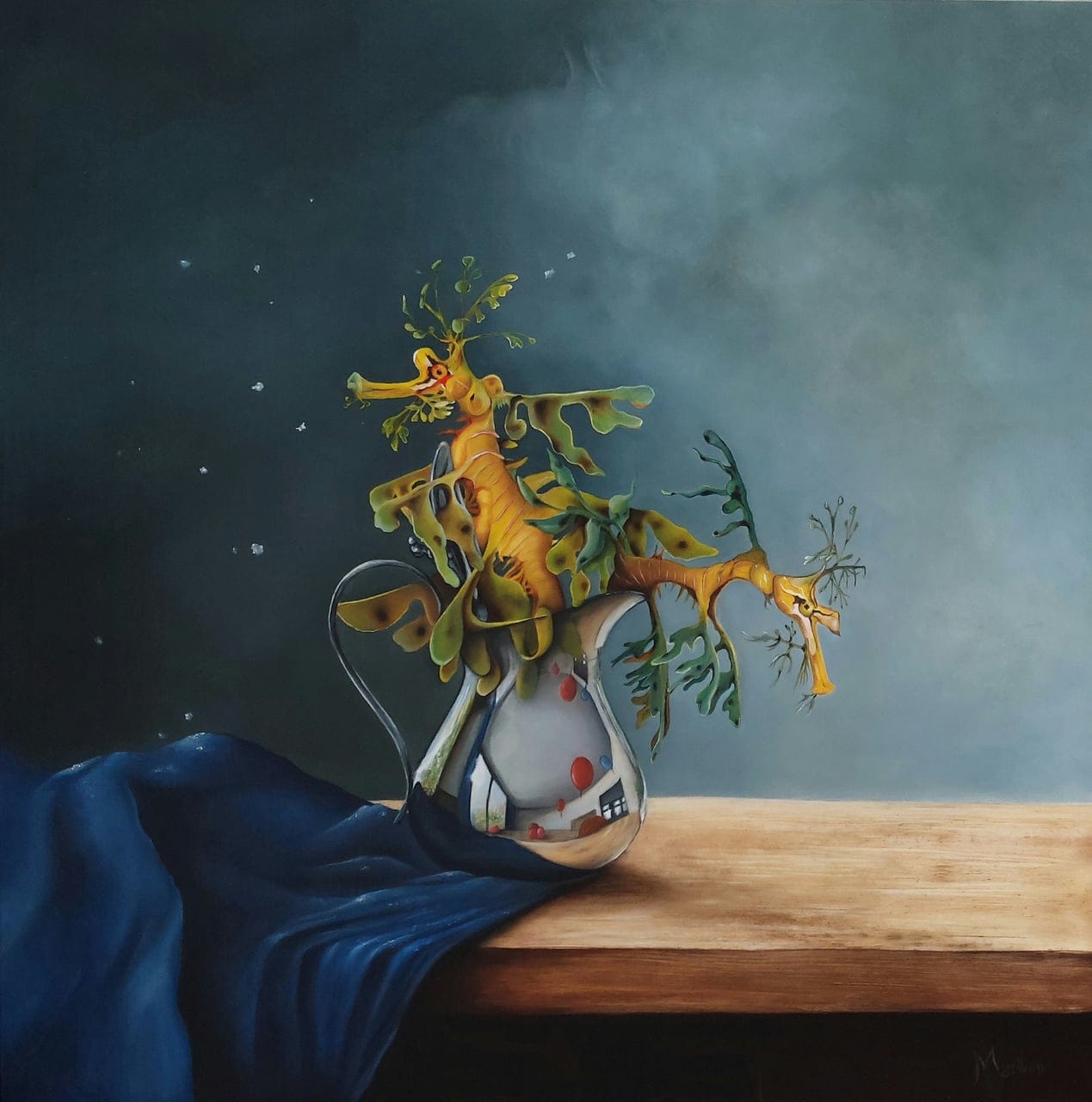Sea dragons on display by Mariken Francisca Bleeker, Oil on board, 2024