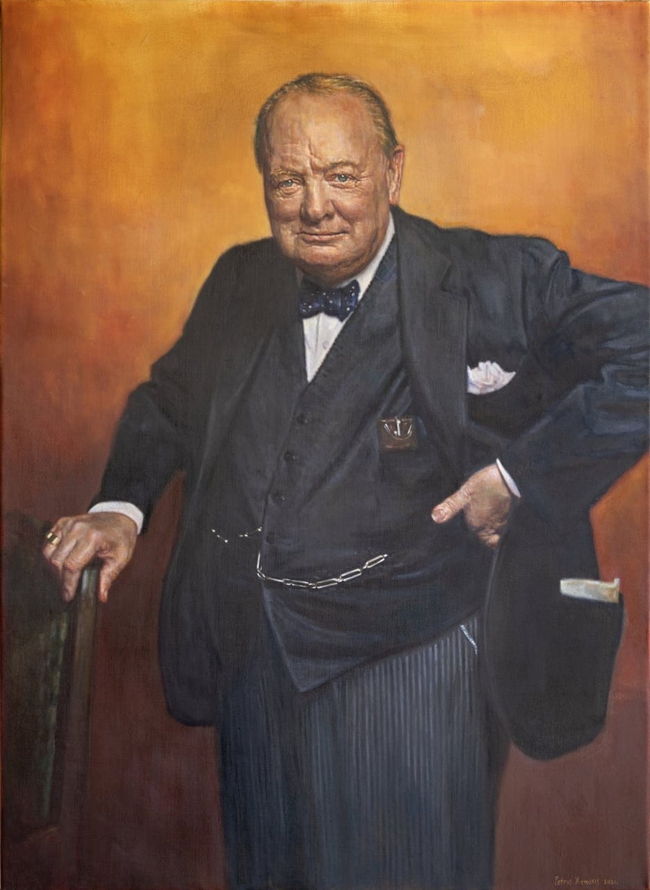 Winston Leonard Spencer Churchill by Petros Xenakis, Oil on canvas, 2021