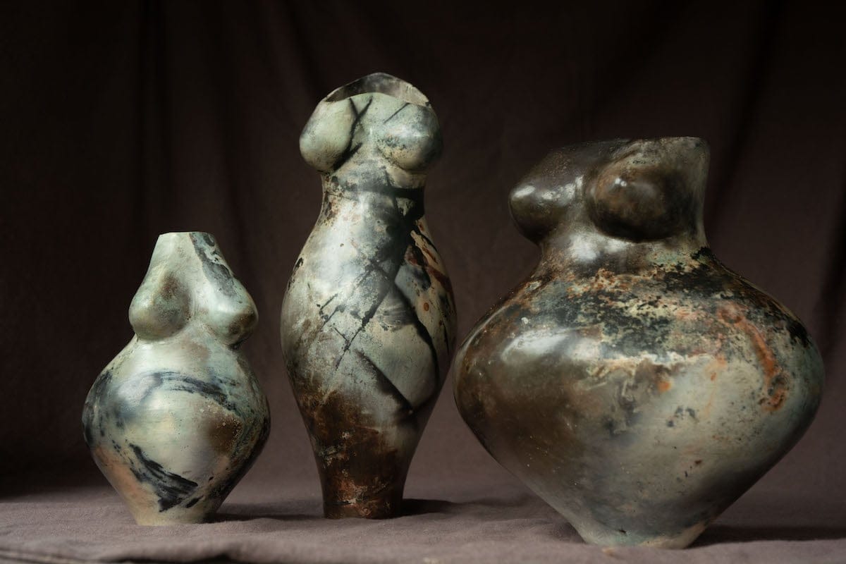 Goddess Vessels by Rhiannon Petrucci, Pit fired Ceramic