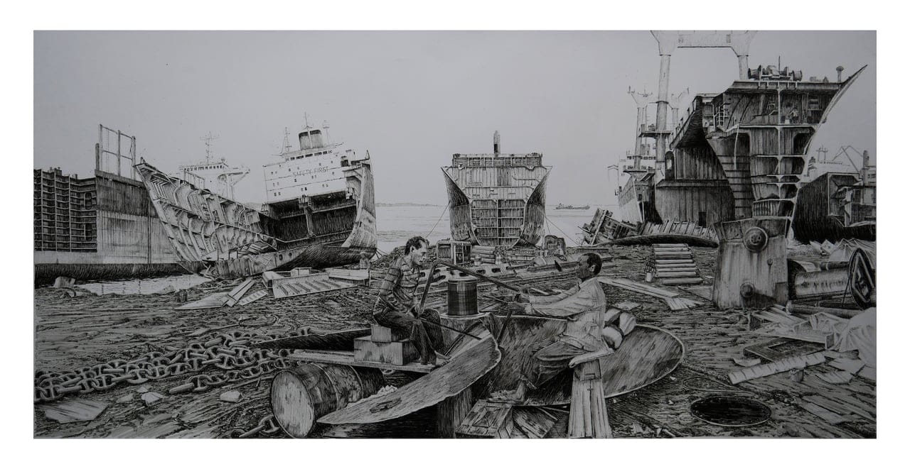 Beyond Salvation by Roger Adamson, Ink on paper, 2025
