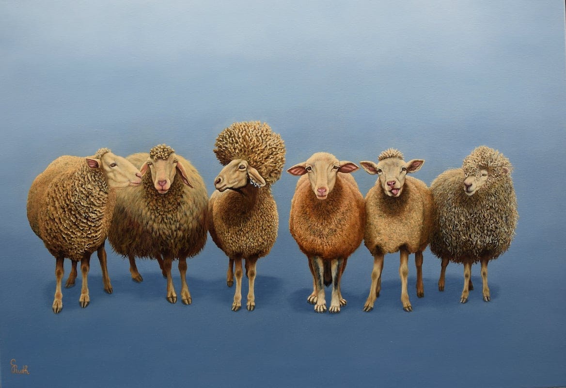 Friendsheeps by Ruth Schmidt, Oil on canvas