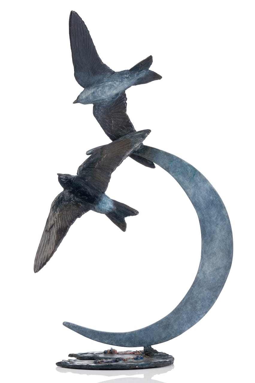 Touching the Moon by Sculptress Joel /Joel Walker, Bronze sculpture, 2022