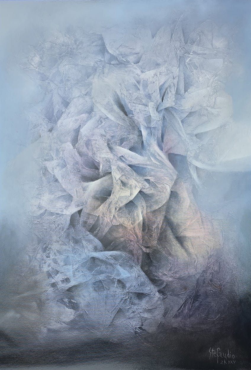 Astrafigurazione in blu by Stefaudio, Mixed media on canvas, 2025