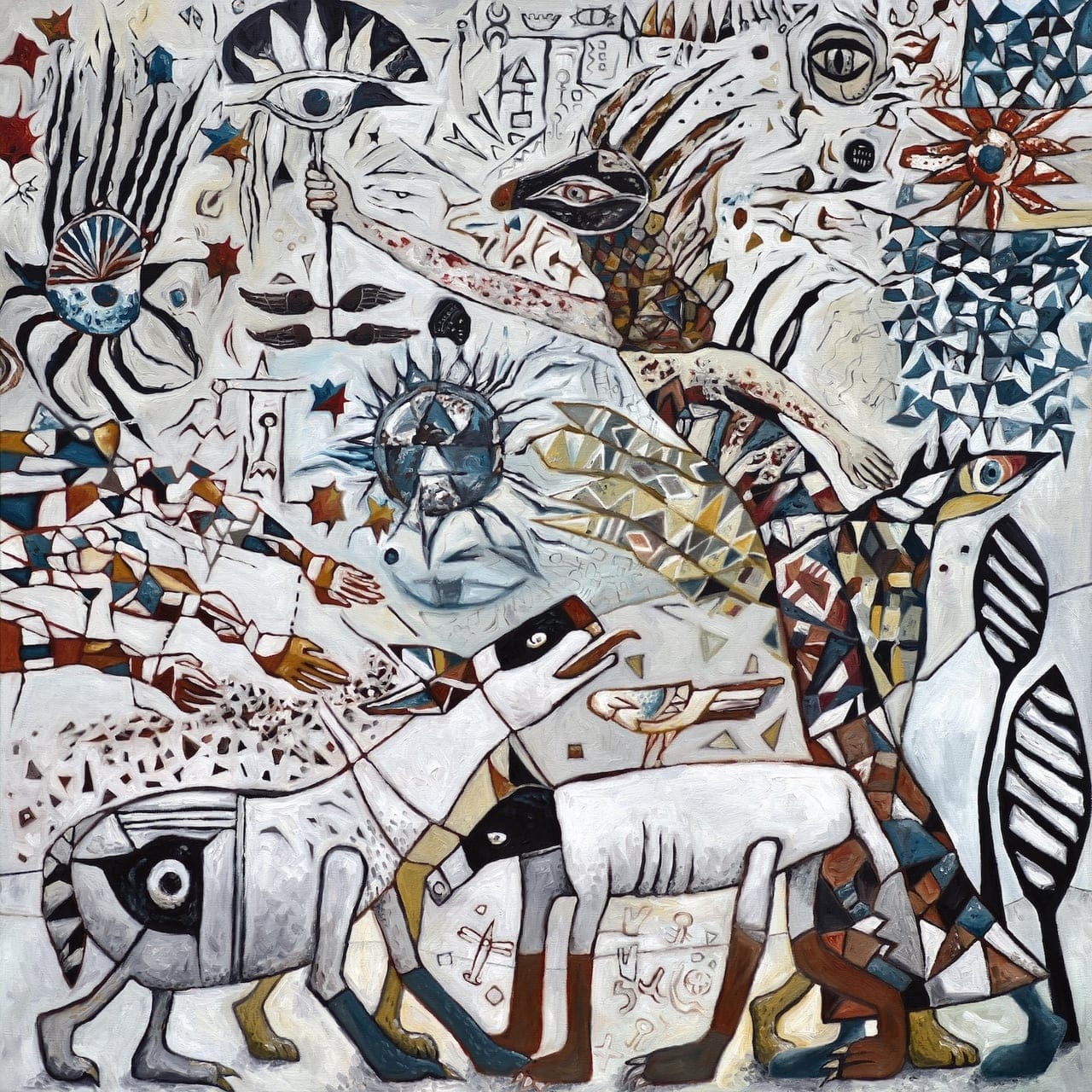 Tales of Ancient Voices III. – Anu’s Wand of Spirit and the Energies of Creation by Szilvia Ponyiczki, Oil on linen, 2024