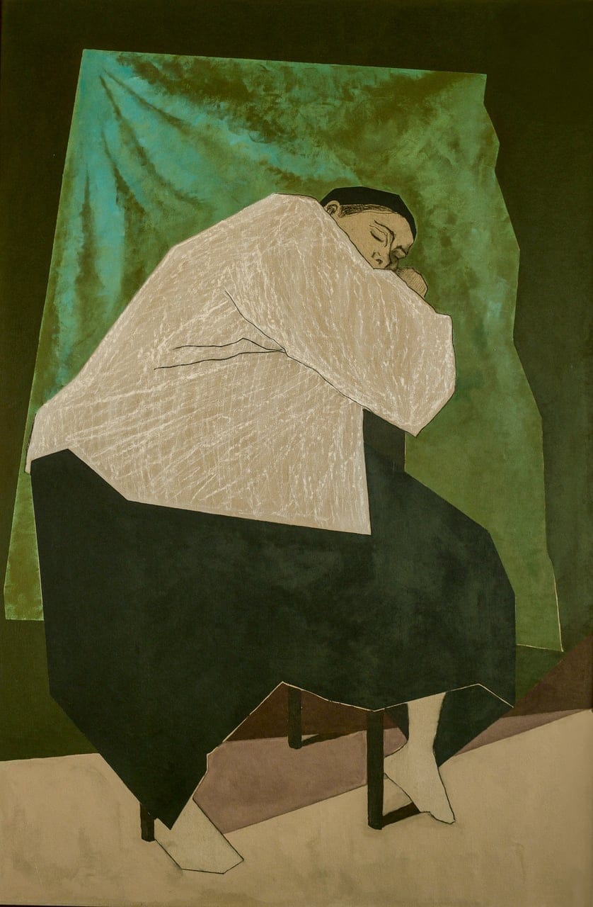 Tired woman by Tanya Voltsinger, Mixed media on canvas, 2024