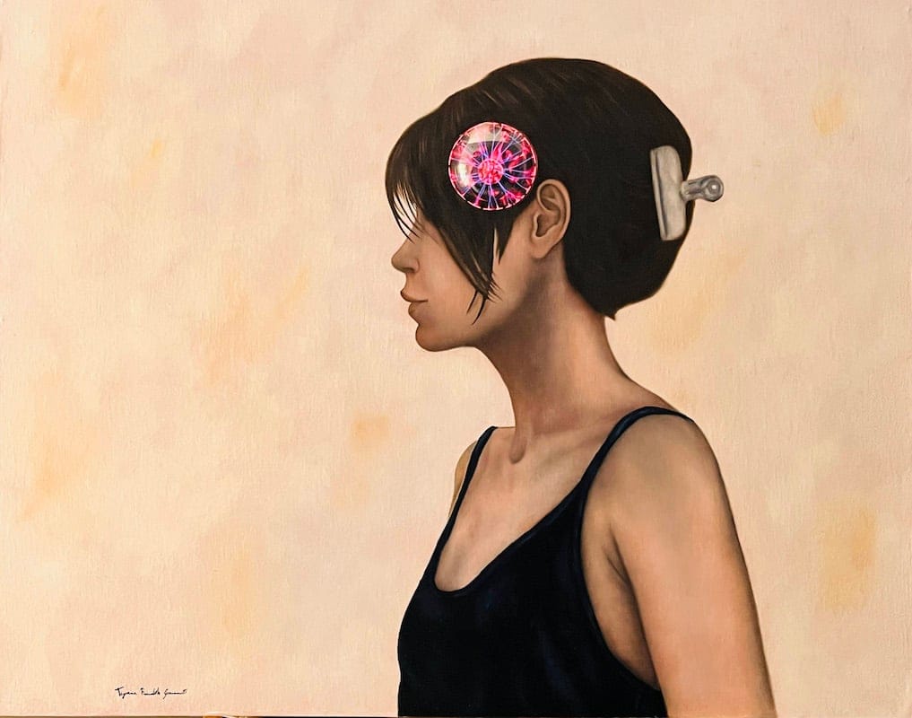 Connections by Tiziana Rinaldi Giacometti, Oil on canvas on wood and plasma ball