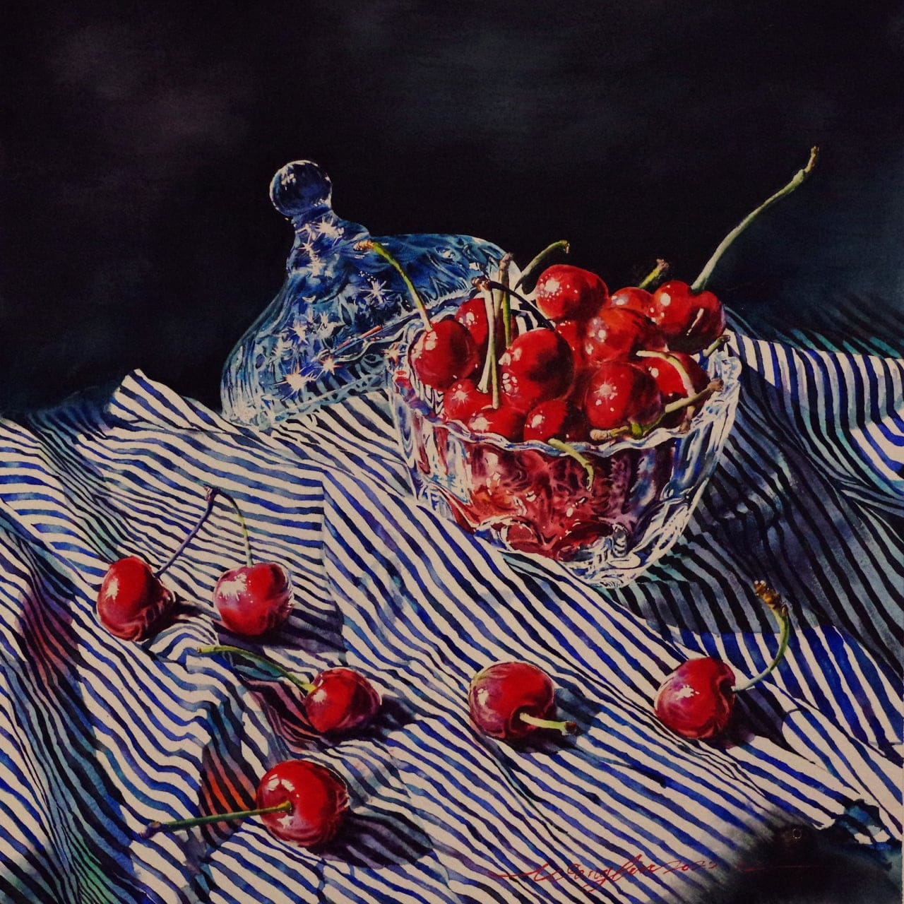 Scattered Rubies II by Wang Lin, Watercolour on paper, 2025