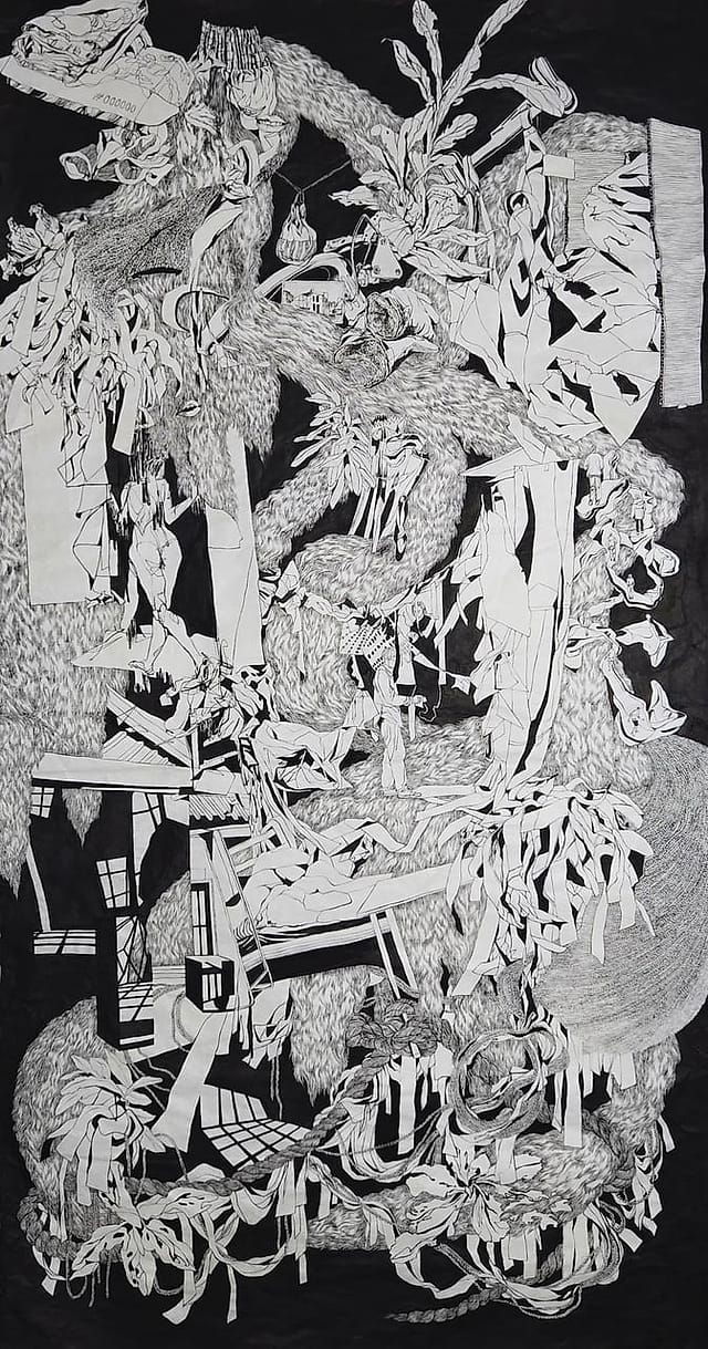 What I Overlooked by Yido Yu, Ink on Hanji (Traditional Korean paper), 2025